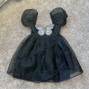 Current Mood Black Mini Dress with Butterfly Detail